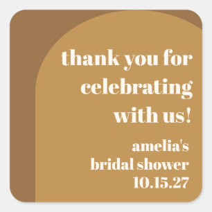 Warm bruin boog aangepaste Vrijgezellenfeest dank  Vierkante Sticker