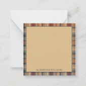 Warm bruin en crème Plaid Gepersonaliseerd Notitiekaartje (Voorkant)