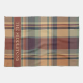 Warm bruin en crème Plaid Gepersonaliseerd Theedoek (Horizontaal)