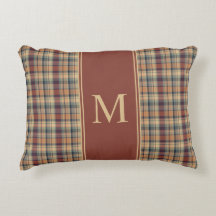 Warm bruin en crème Plaid Monogram