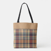 Warm bruin en crème Plaid Monogram Tote Bag (Achterkant)