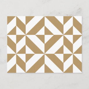 Warm bruin geometrisch decosubepatroon briefkaart
