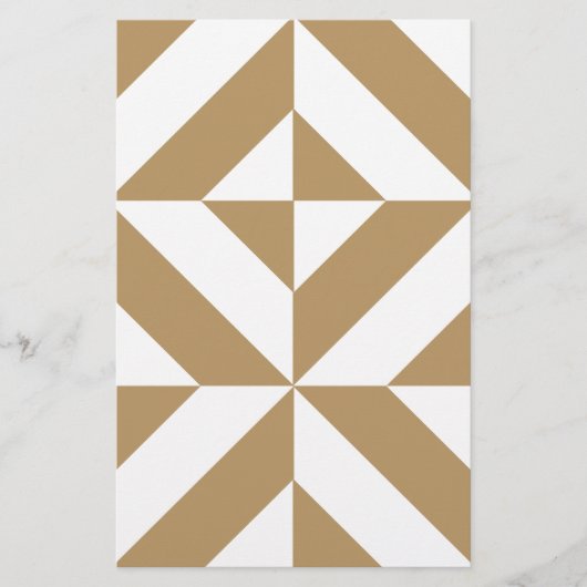 Warm bruin geometrisch decosubepatroon briefpapier (Voorkant)