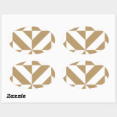 Warm bruin geometrisch decosubepatroon ovale sticker (Vel)