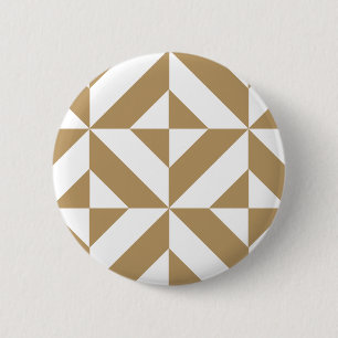 Warm bruin geometrisch decosubepatroon ronde button 5,7 cm