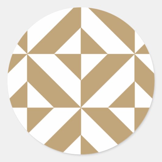 Warm bruin geometrisch decosubepatroon ronde sticker (Voorkant)