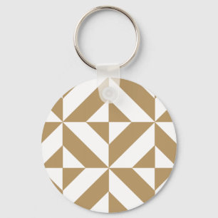 Warm bruin geometrisch decosubepatroon sleutelhanger