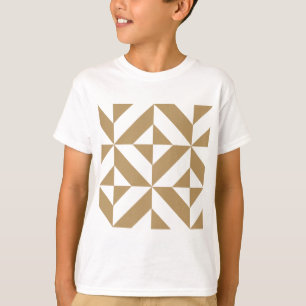 Warm bruin geometrisch decosubepatroon t-shirt