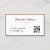 Warm Bruin Grens Handschrift Script QR code Visitekaartje (Achterkant)