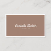 Warm Bruin Grens Handschrift Script QR code Visitekaartje (Voorkant)