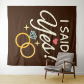 Warm Bruin Ik Heb Ja Gezegd Verloving Feest Wandkleed (In Situ (horizontaal))