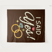 Warm Bruin Ik Heb Ja Gezegd Verloving Feest Wandkleed (Voorkant (horizontaal))