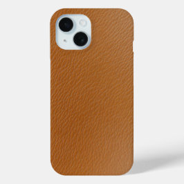 Warm bruin lederen getextureerde telefoonhoes iPhone 15 case