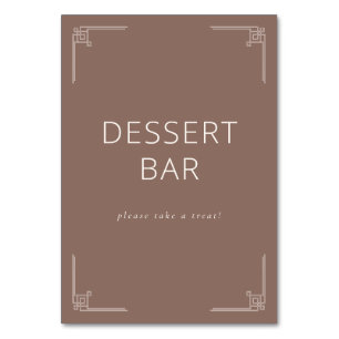 Warm bruin minimalistisch dessertbar-aanplakbord kaart