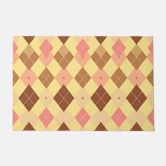 Warm Bruin Roze Argyle Patroon Deurmat (Voorkant)