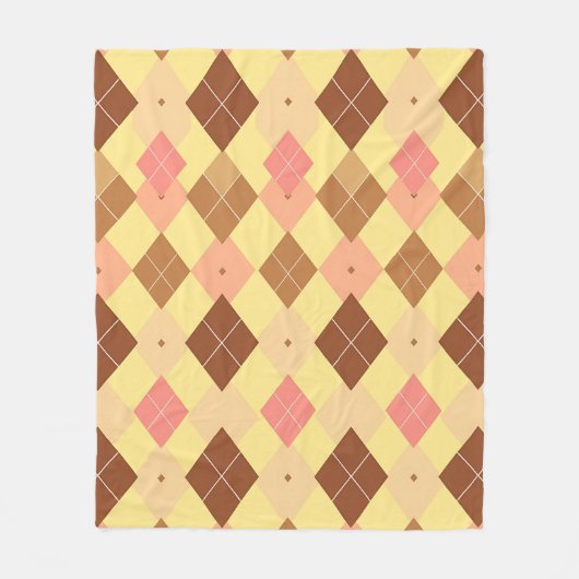 Warm Bruin Roze Argyle Patroon Fleece Deken (Voorkant)