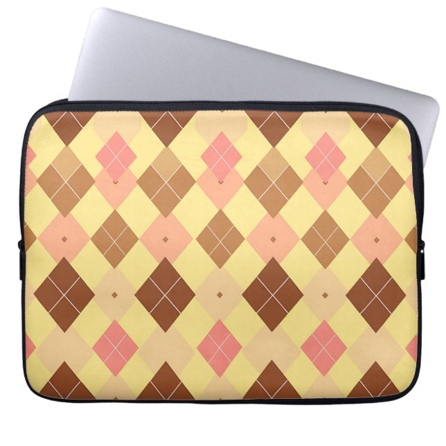 Warm Bruin Roze Argyle Patroon Laptop Sleeve (Voorkant)