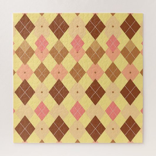Warm Bruin Roze Argyle Patroon Legpuzzel (Verticaal)