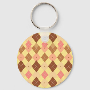 Warm Bruin Roze Argyle Patroon Sleutelhanger