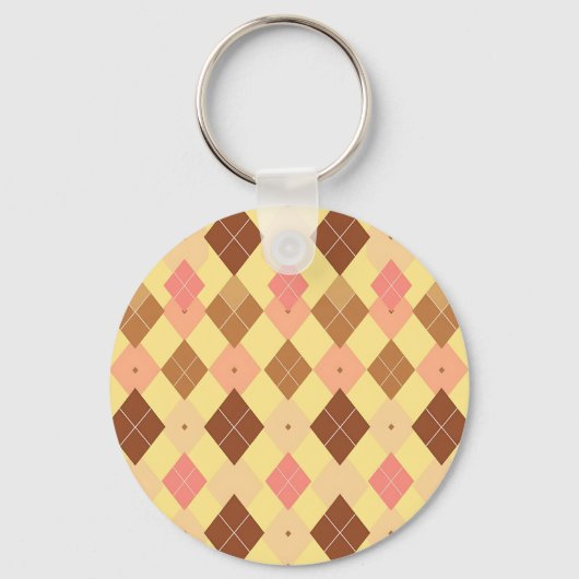 Warm Bruin Roze Argyle Patroon Sleutelhanger (Voorkant)