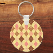 Warm Bruin Roze Argyle Patroon Sleutelhanger (Achterkant)
