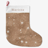 Warm Bruine Glitter Schitterende Kerst Grote Kerstsok (Voorkant)