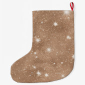 Warm Bruine Glitter Schitterende Kerst Grote Kerstsok (Achterkant)