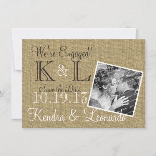 Warm Burlap Rustiek Land Save the Date (Voorkant)