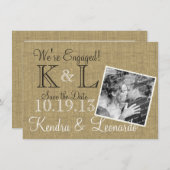 Warm Burlap Rustiek Land Save the Date (Voorkant / Achterkant)