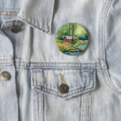 WARM CABIN in de BOSSEN van SHARON SHARPE Ronde Button 5,7 Cm (In situ)