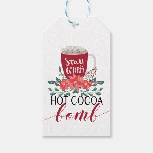 Warm cadeautje voor kerstcadeautjes voor cacao Bom Cadeaulabel (Voorkant)