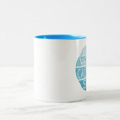 Warm California Sun  Typografie Blue Tweekleurige Koffiemok (Center)