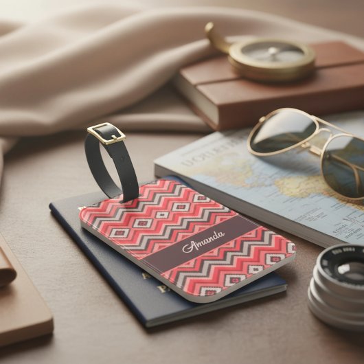 Warm Chevron Bagagelabel