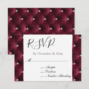 Warm Chic Deep Bourgondië Red Velvet Wedding RSVP Informatiekaartje