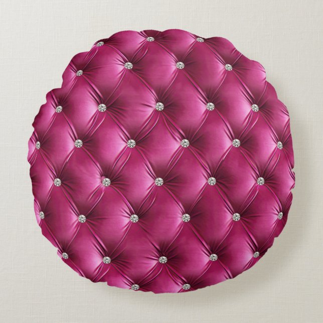 Warm Chic Pink Faux Velvet Rond Kussen (Voorkant)