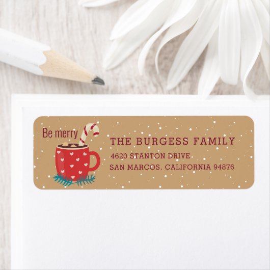 Warm Chocolade Mok kerstnamelabel Etiket (Insitu)