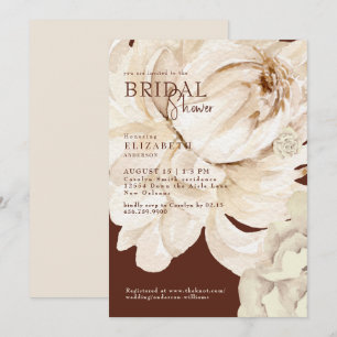 Warm Chocolate Brown Cream Floral Vrijgezellenfees Kaart