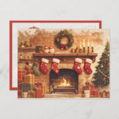 Warm Christmas Fireplace Scene Briefkaart (Voorkant / Achterkant)