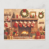 Warm Christmas Fireplace Scene Briefkaart (Voorkant)