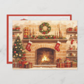 Warm Christmas Fireplace Scene Briefkaart (Voorkant / Achterkant)