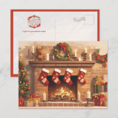 Warm Christmas Fireplace Scene Briefkaart (Voorkant / Achterkant)