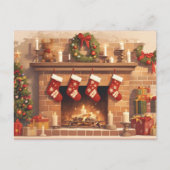 Warm Christmas Fireplace Scene Briefkaart (Voorkant)