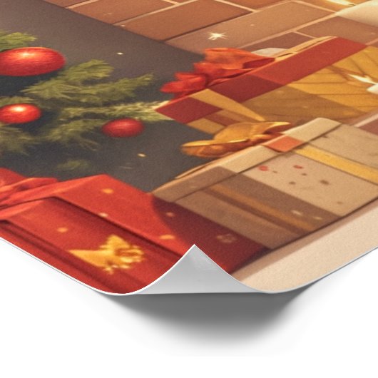 Warm Christmas Fireplace Scene Poster (Hoek)