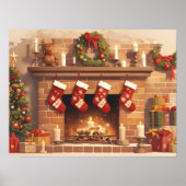 Warm Christmas Fireplace Scene Poster (Voorkant)