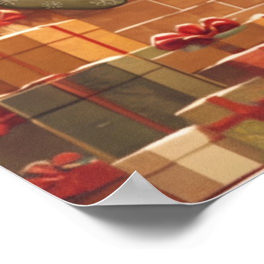 Warm Christmas Fireplace Scene Poster (Hoek)