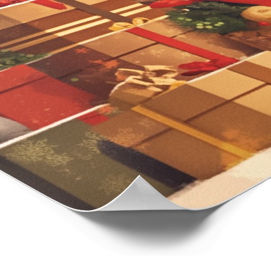 Warm Christmas Fireplace Scene Poster (Hoek)