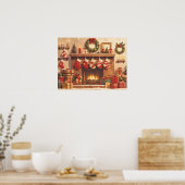 Warm Christmas Fireplace Scene Poster (Keuken)