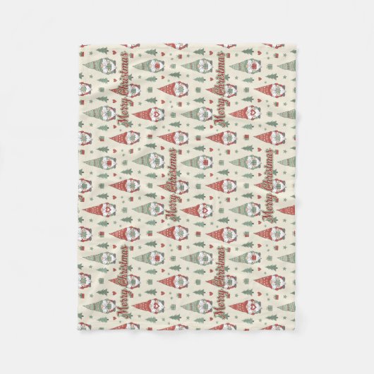 Warm Christmas Gnome Pattern Fleece Blanket (Voorkant)