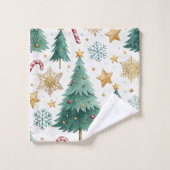 Warm Christmas trees red green gold bath towel Bad Handdoek (Wasdoekje)