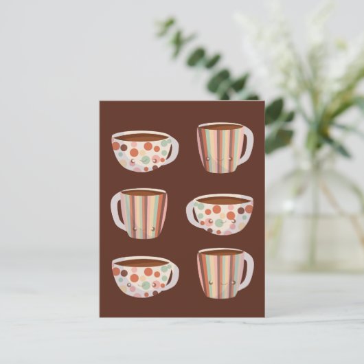 Warm Circle Pattern On Cups Of Coffee Briefkaart (Staand voorkant)